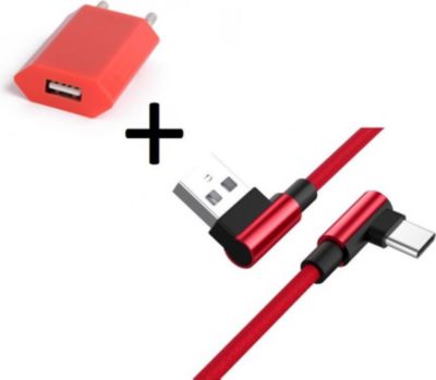 Chargeur secteur SHOT CASE Cable Type C 90° Fast + Prise ROUGE Chargeur secteur SHOT CASE Cable Type C 90° Fast + Prise ROUGE