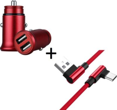 Chargeur allume-cigare SHOT CASE Pack Fast Charge Type C 90° ROUGE