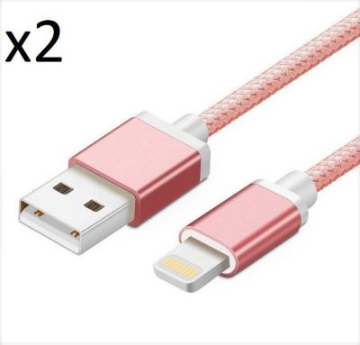 SHOT CASE Pack de 2 Cables Metal IPHONE (ROSE B)