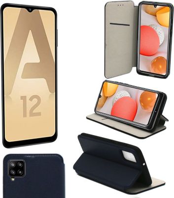 Housse XEPTIO Samsung Galaxy A12 Etui bleu Housse XEPTIO Samsung Galaxy A12 Etui bleu