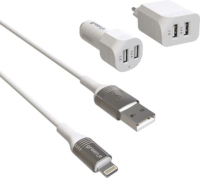 Chargeur secteur GREEN_E KIT CHARGE Ecoconçu Cable Lightning/USB