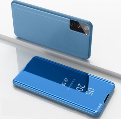 Coque intégrale SHOT CASE Clapet Miroir SAMSUNG Galaxy S21 BLEU