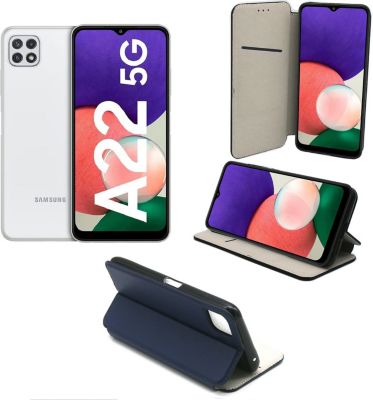 Housse XEPTIO Samsung Galaxy A22 5G Etui bleu Housse XEPTIO Samsung Galaxy A22 5G Etui bleu