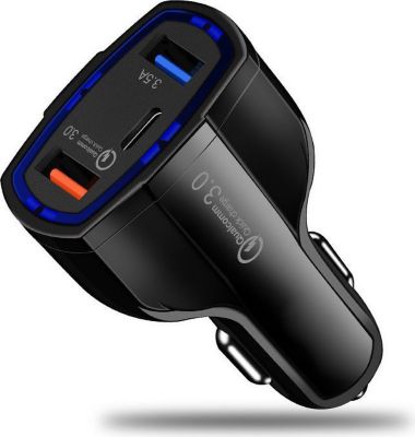 Support smartphone SHOT CASE Triple Adaptateur Allume Cigare USB et T