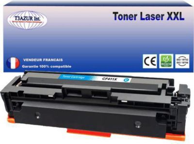 Toner T3AZUR remplace HP CF411X / 410X Cyan