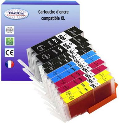 Cartouche d'encre T3AZUR pour Canon TR7550, TR8500 (Pack 10) Cartouche d'encre T3AZUR pour Canon TR7550, TR8500 (Pack 10)