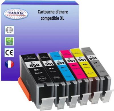 Cartouche d'encre T3AZUR pour Canon PGI550, CLI551 XL (pack6) Cartouche d'encre T3AZUR pour Canon PGI550, CLI551 XL (pack6)