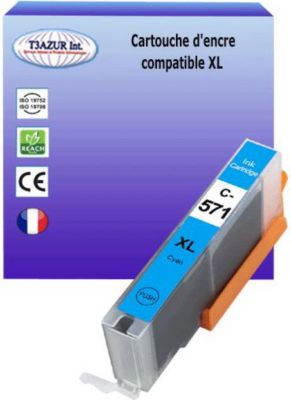 Cartouche d'encre T3AZUR pour Canon  CLI571 XL Cyan Cartouche d'encre T3AZUR pour Canon  CLI571 XL Cyan