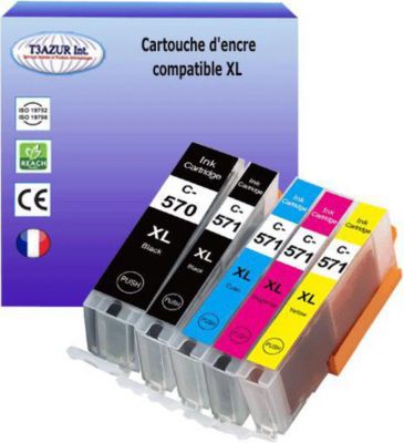 Cartouche d'encre T3AZUR pour Canon PGI570, CLI571 XL (pack5)