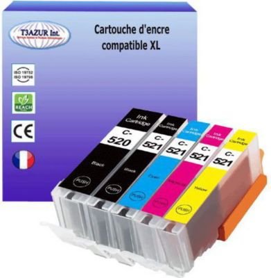 Cartouche d'encre T3AZUR pour Canon PGI520, CLI521 XL (pack5)