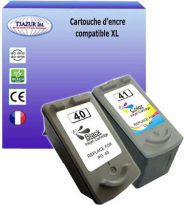 Cartouche d'encre T3AZUR pour Canon PG40, CL41 (1N+1C) Cartouche d'encre T3AZUR pour Canon PG40, CL41 (1N+1C)