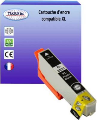 Cartouche d'encre T3AZUR pour Epson T2631/ T26XL Photo Noire Cartouche d'encre T3AZUR pour Epson T2631/ T26XL Photo Noire