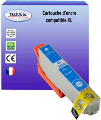 Cartouche d'encre T3AZUR pour Epson T2632 / T26XL Cyan Cartouche d'encre T3AZUR pour Epson T2632 / T26XL Cyan