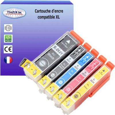 Cartouche d'encre T3AZUR pour Epson T2621 T2631/2/3/4 (pack 5)