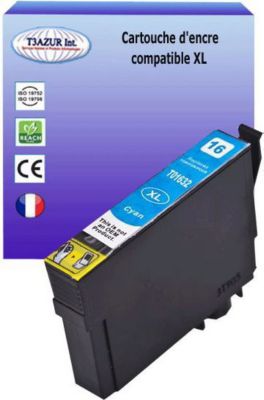 Cartouche d'encre T3AZUR pour Epson T1632 / T16XL Cyan