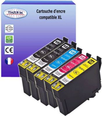Cartouche d'encre T3AZUR pour Epson T1811/ T1812/3/4 (pack5)