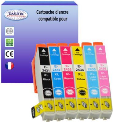 Cartouche d'encre T3AZUR pour Epson T2431/ T2432/3/4/5/6 (pack6) Cartouche d'encre T3AZUR pour Epson T2431/ T2432/3/4/5/6 (pack6)