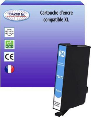 Cartouche d'encre T3AZUR pour Epson T3472 / T34XL Cyan