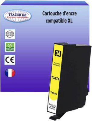 Cartouche d'encre T3AZUR pour Epson T3474 / T34XL Jaune