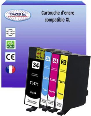 Cartouche d'encre T3AZUR pour Epson T3471 /2/3/4 (pack 4) Cartouche d'encre T3AZUR pour Epson T3471 /2/3/4 (pack 4)