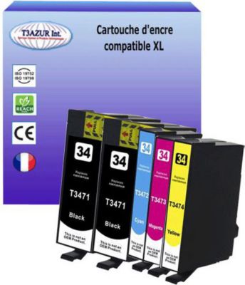 Cartouche d'encre T3AZUR pour Epson T3471 /2/3/4 (pack 5) Cartouche d'encre T3AZUR pour Epson T3471 /2/3/4 (pack 5)