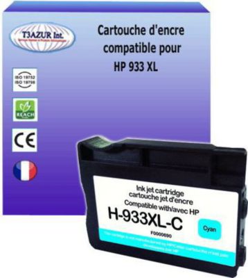 Cartouche d'encre T3AZUR pour HP 933 XL  Cyan