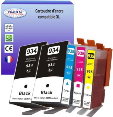 Cartouche d'encre T3AZUR pour HP934, HP935 XL (2N+1C+1M+1J) Cartouche d'encre T3AZUR pour HP934, HP935 XL (2N+1C+1M+1J)