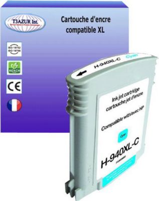 Cartouche d'encre T3AZUR pour HP 940 XL  Cyan Cartouche d'encre T3AZUR pour HP 940 XL  Cyan