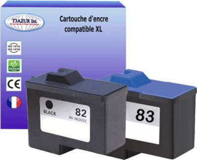 Cartouche d'encre T3AZUR pour Lexmark N°82 + n°83 (1N+1C)