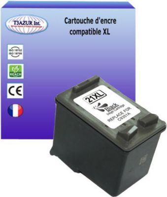Cartouche d'encre T3AZUR pour HP 21 XL Noire
