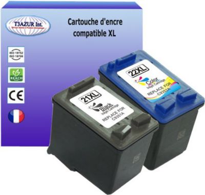Cartouche d'encre T3AZUR pour HP21 / HP22 XL (1N+1C) Cartouche d'encre T3AZUR pour HP21 / HP22 XL (1N+1C)