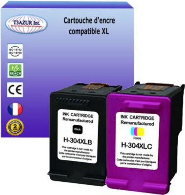 Cartouche d'encre T3AZUR pour HP 304 XL (1N+1C) Cartouche d'encre T3AZUR pour HP 304 XL (1N+1C)