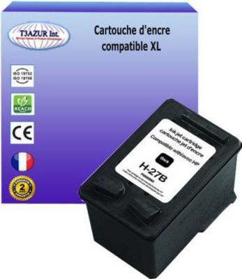 Cartouche d'encre T3AZUR pour HP 27  Noire