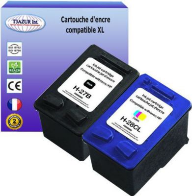 Cartouche d'encre T3AZUR pour HP27, HP28 (1N+1C)