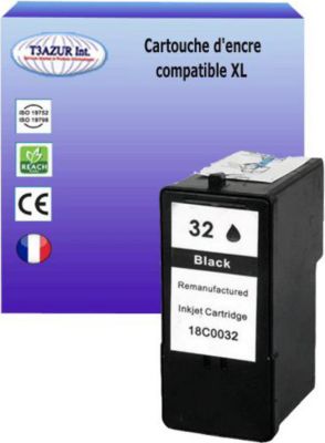 Cartouche d'encre T3AZUR pour Lexmark 32 Noire Cartouche d'encre T3AZUR pour Lexmark 32 Noire
