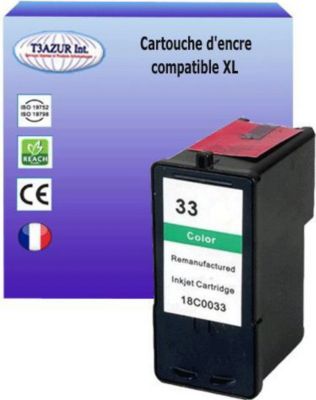 Cartouche d'encre T3AZUR pour Lexmark 33 Couleur