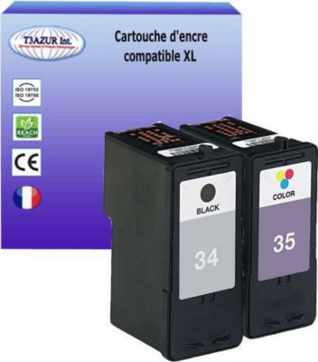Cartouche d'encre T3AZUR pour Lexmark N°34 + n°35 (1N+1C)