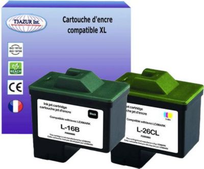 Cartouche d'encre T3AZUR pour Lexmark N°16 + n°26 (1N+1C) Cartouche d'encre T3AZUR pour Lexmark N°16 + n°26 (1N+1C)
