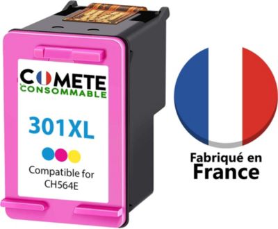 COMETE - 301 XL - Pack 2 Cartouches Made in France compatibles HP