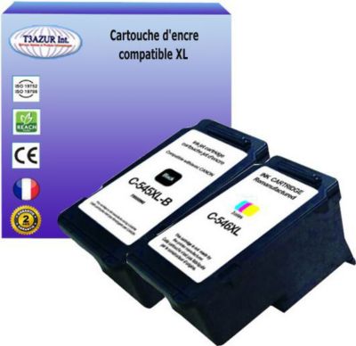 Cartouche d'encre T3AZUR pour Canon Pixma MG2550, MG2550S (1N+1C)