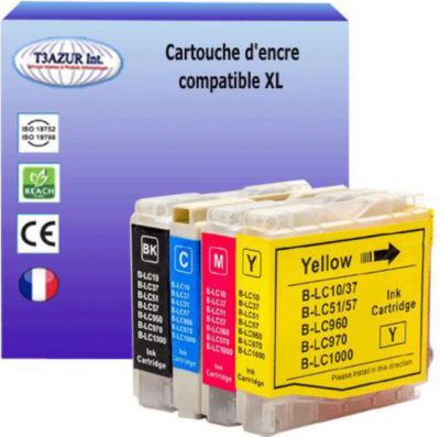 Cartouche d'encre T3AZUR remplace Brother LC1000 XL (pack 4) Cartouche d'encre T3AZUR remplace Brother LC1000 XL (pack 4)