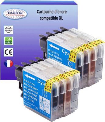 Cartouche d'encre T3AZUR remplace Brother LC980 XL (pack 8)