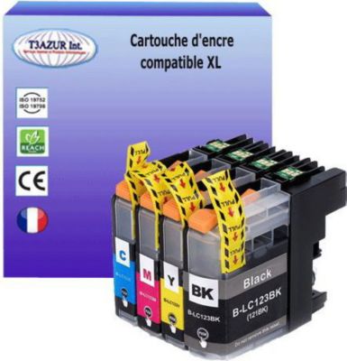 Cartouche d'encre T3AZUR remplace Brother LC123 XL (pack 4)