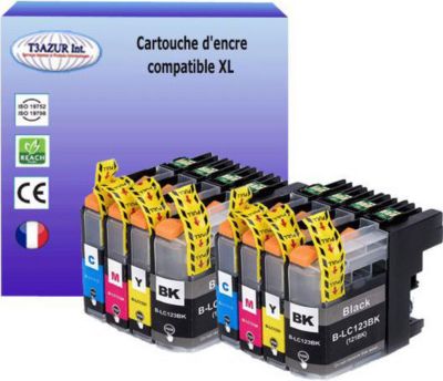 Cartouche d'encre T3AZUR remplace Brother LC123 XL (pack 8)