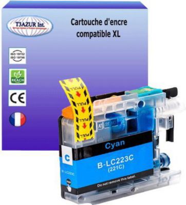 Cartouche d'encre T3AZUR remplace Brother LC223 XL Cyan