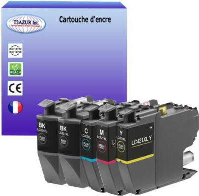 T3AZUR remplace Brother LC421 XL (pack 5)