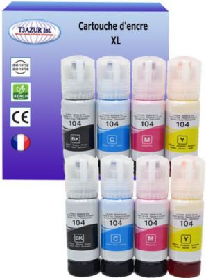Cartouche d'encre T3AZUR remplace Epson Ecotank 104 (pack 8) Cartouche d'encre T3AZUR remplace Epson Ecotank 104 (pack 8)