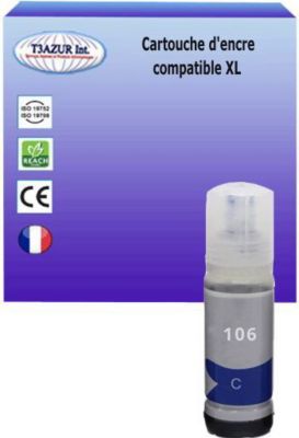 Cartouche d'encre T3AZUR remplace Epson Ecotank 106 Cyan