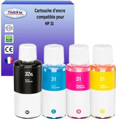 Cartouche d'encre T3AZUR remplace HP Smart Tank 5106, 32 (pack 4) Cartouche d'encre T3AZUR remplace HP Smart Tank 5106, 32 (pack 4)