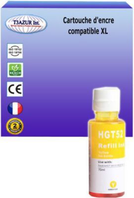 Cartouche d'encre T3AZUR remplace HP Ecotank GT52 Jaune